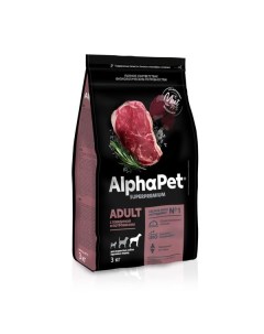 Корм сухой для собак крупных пород с говядиной и потрошками Superpremium AlphaPet 3кг Ооо нпц кормовых технологий