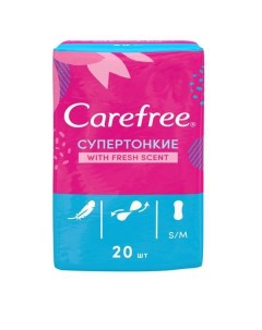 Прокладки ежедневные супертонкие свежий аромат Carefree Кэфри fresh scent 20шт инд уп Johnson & johnson (таиланд)