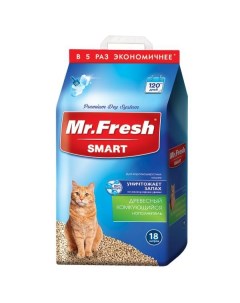 Наполнитель комкующийся древесный для короткошерстных кошек Mr Fresh Smart 18 л Нпф экопром ао