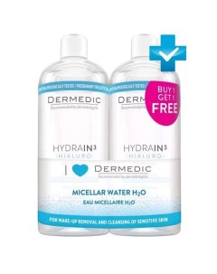 Вода мицеллярная H2O Hydrain 3 Hialuro Dermedic Дермедик дуопак 500мл 2шт Biogened
