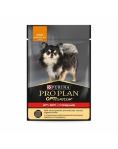 Корм влажный для взрослых собак мелких и карликовых пород с говядиной в соусе Pro Plan 85г Nestle