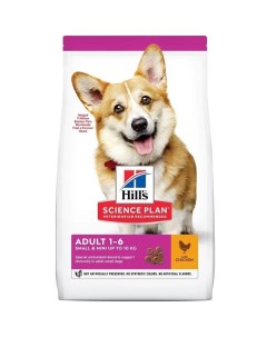 Корм сухой для взрослых собак мелких и миниатюрных пород с курицей Hill s Science Plan 6кг Hill's pet nutrition manuf
