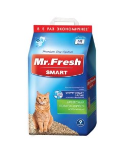Наполнитель комкующийся древесный для короткошерстных кошек Mr Fresh Smart 9 л Нпф экопром ао
