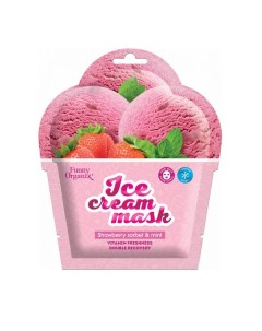 Маска тканевая мороженое охлаждающая морозная свежесть Strawberry sorbet Mint Funny Organix Фанни Ор Lindsay cosmetics