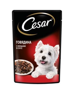 Корм влажный для взрослых собак с говядиной и овощами в соусе Cesar 85г Марс ооо