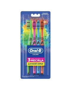 Oral B Орал Би Зубная щетка Colors средняя жесткость 4 шт Rialto enterprises pvt. ltd., india