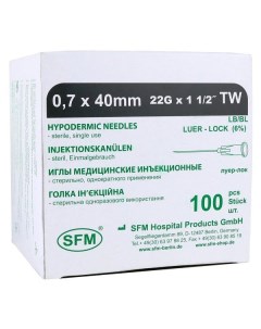 Игла одноразовая стерильная 0 70 х 40мм 22G SFM Hospital СФМ Госпиталь 100шт Sfm hospital products
