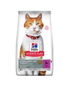 Корм сухой для стерилизованных кошек в возрасте младше 6 лет с уткой Hill s Science Plan 300г Hill's pet nutrition manuf