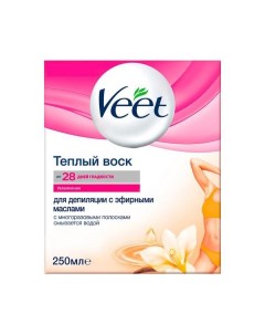 Набор Veet Вит для депиляции воск теплый с эфирными маслами 250 г полоски 12 шт лопатка Reckitt benckiser