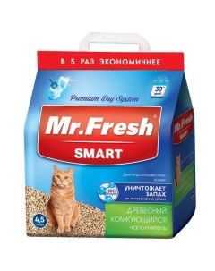 Наполнитель комкующийся древесный для короткошерстных кошек Mr Fresh Smart 4 5 л Нпф экопром ао