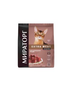 Корм сухой для домашних кошек старше 1г с говядиной Black angus Extra Meat Мираторг 1 2кг Ск короча