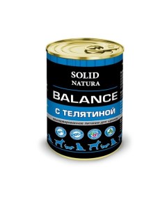 Корм влажный для щенков телятина Balance жестяная банка 340г Solid natura