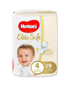 Подгузники Huggies Хаггис Elite Soft 4 8 14кг 19 шт Kimberly-clark