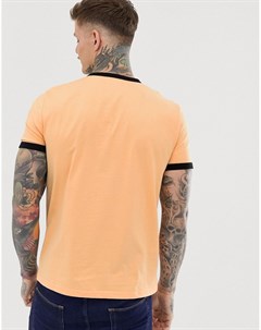 Оранжевая футболка с контрастной отделкой Fred perry