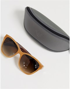 Квадратные солнцезащитные очки в полупрозрачной оправе медового цвета Emporio armani