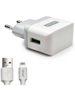 Кабель 98309 1 USB 1А кабель Lightning 1м 2A белый Luxcase