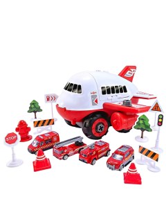 Детский самолет с машинками Пожарная бригада красный Nobrand