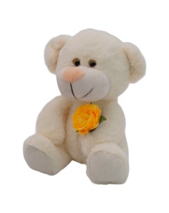 Медвеженок Сильвестр белый 20 25 см с желтой розой 0913820 211 Unaky soft toy
