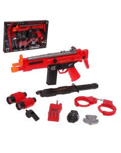 Набор игрушечный военного Красный агент автомат нож 6 аксессуаров звук HY7013 9 Кнр