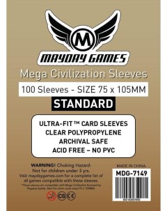 Протекторы для настольных игр Mayday Standard Mega Civilization 75х105 100 штук Mayday games