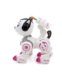 Робот игрушка Собака Рокки стреляет световые эффекты работает от батареек розовый Iq bot