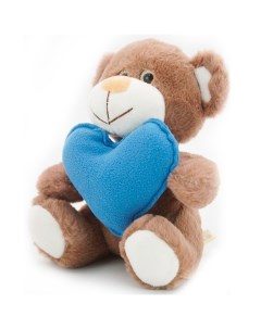 Медвежонок Сильвестр шоколадный 20 25 см с голубым флисовым сердцем 0913620 60 ДСВ Unaky soft toy