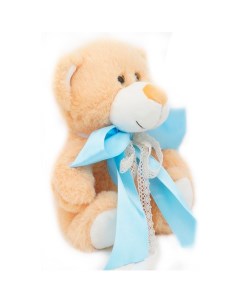 Медвежонок Сильвестр золотой с голубым атласным бантом 20 25 см с шариками Unaky soft toy
