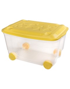 Ящик для игрушек На колесах 50 л желтый Пластишка