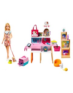 Набор IQchina Барби Зоомагазин с куклой питомцами и аксессуарами Barbie