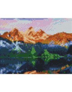 Набор для творчества Алмазная мозаика Горный пейзаж с подрамником17 22см 20 цветов F1 015 Рыжий кот