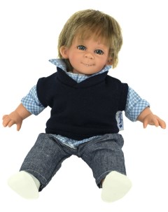 Кукла Джестито Мальчик в клетчатой рубашке джинсах и шапочке 28 см Lamagik
