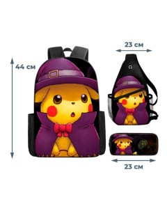 Рюкзак сумка пенал 3 в 1 детектив Пикачу покемон Pikachu Pokemon черный Starfriend