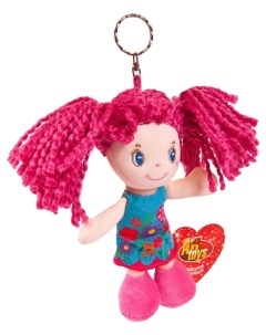 Кукла с розовыми волосами в голубом платье на брелке мягконабивная 15 см Abtoys