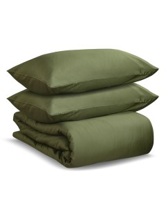 Комплект постельного белья из сатина оливкового цвета из коллекции Wild 150х200 см Tkano