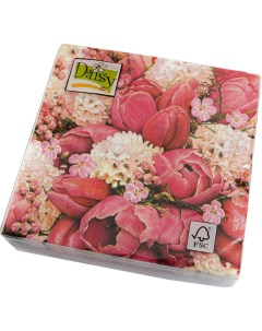 Салфетки сервировочные Daisy Весна розов тюльпаны 33х33х3сл 20шт Pol-mak