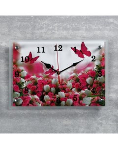 Часы настенные серия Цветы Цветы и бабочки 25х35 см Сюжет