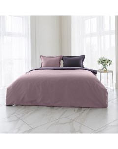 Постельное белье сатин двусторонний евро фиолетовый розовый La prima