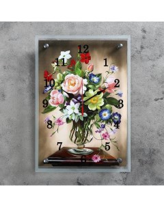 Часы настенные серия Цветы Разноцветные цветы 25х35 см Сюжет