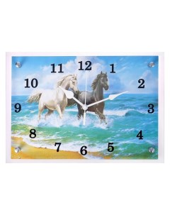 Часы настенные серия Животный мир Лошади в море 25х35 см Сюжет