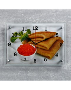 Часы настенные серия Кухня Блины с красной икрой 25х35 см Сюжет