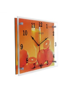 Часы настенные серия Кухня Апельсины и бокал 25х35 см Сюжет