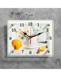 Часы настенные серия Кухня Чайная церемония и лимон 20х25 см Сюжет