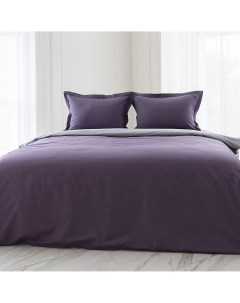 Постельное белье сатин двусторонний 1 5 спальный фиолетовый серый La prima