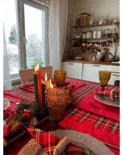 Набор кухонный красный скатерть салфетки 140х180 см 40х40 см 4 шт Guten morgen