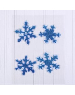 Наклейка на стекло Синие снежинки набор 4 шт 8х8 5 см синий 2 шт Зимнее волшебство