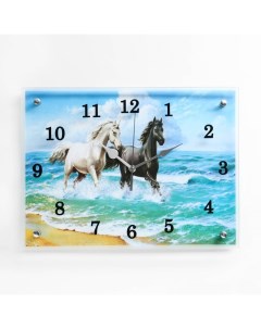 Часы настенные серия Животный мир Лошади в море 30х40 см Сюжет