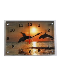 Часы настенные серия Море Дельфины на закате 25х35 см Сюжет
