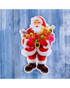 Наклейка на стекло Дед Мороз с игрушками 11х17 5 см красный 2 шт Зимнее волшебство