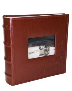 Фотоальбом Орнамент с окном бордовый обложка эко кожа 300 фото в кармашках 10х15 см Veldco