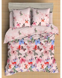 Комплект постельного белья BZ QR Butterflies евро макосатин разноцветный Amore mio